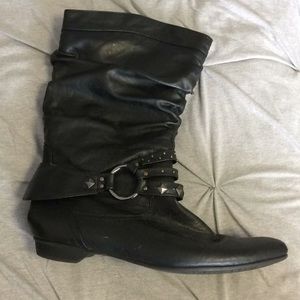 Black boots with metal detail
